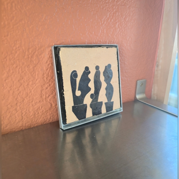 Cactus - Moroccan Zellige Art, Painted Clay Tile With Metal Frame (Small Art) - Picture 2 of 6